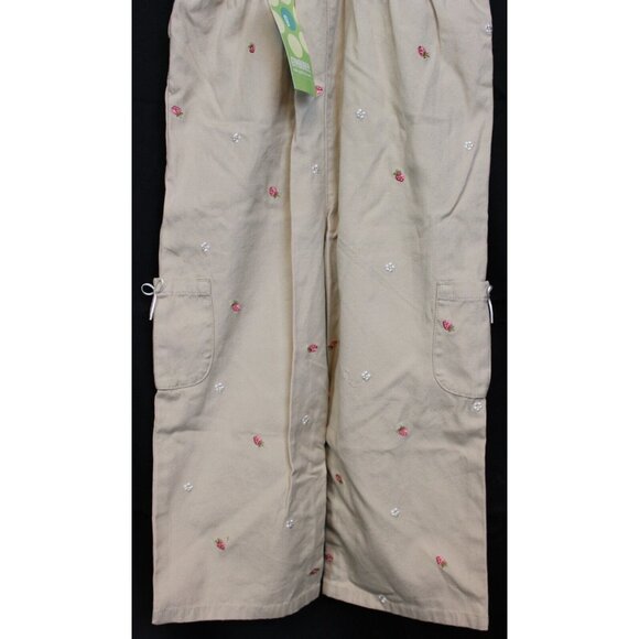 NWT 2004 Gymboree Strawberry Patch Khaki Overalls 3T Flower Embroidered Pants - Picture 9 of 10